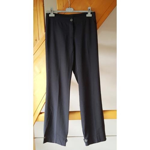 Pantalon Cop. Copine Noir Taille 38 Polyester Viscose Stretch Tbe