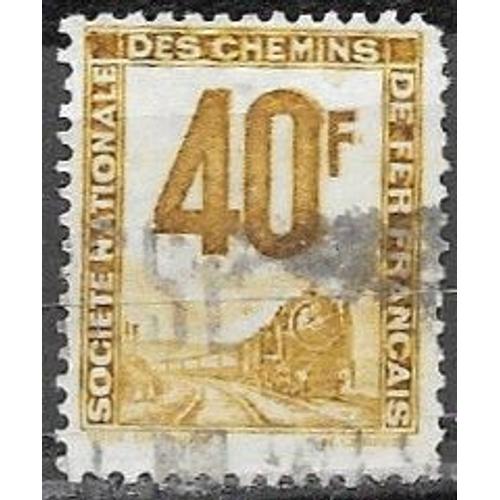 France 1944 / 47, Beau Timbre Pour Colis Postal - Petit Colis, Yvert 14, Locomotive Électrique, 40f. Ocre Jaune, Oblitéré, Be.