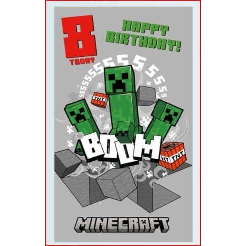 multicolore Minecraft Carte d'anniversaire 8 ans