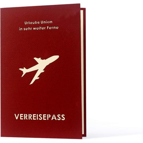 mauve Carte 3D avec enveloppe valise pour passeport d'avion, carte pour cadeau d'argent, voyage, avion, vacances, carte d'anniversaire à écrire