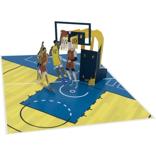 ® carte de voeux d'anniversaire pop-up 3D pour les fans de basket, basket-ball, sports, amis, hommes, amitié - Carte pop up faite main en papier fin - Basketball /027z