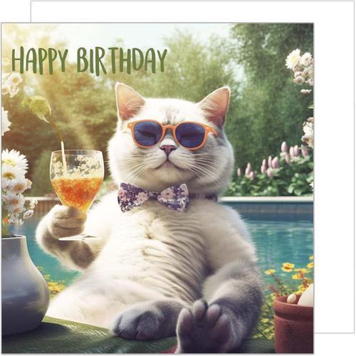 GQ119 Carte d'anniversaire carrée de qualité supérieure avec enveloppe Motif chat humoristique