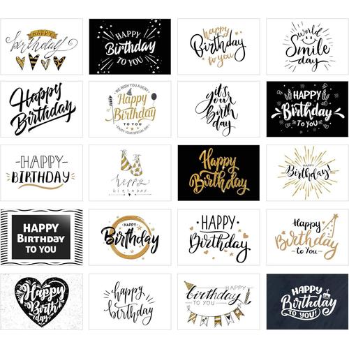 Set de 20 cartes d'anniversaire ¿ Cartes de d'anniversaire ¿ Cartes postales pour adultes et enfants ¿ Cartes Happy Birthday
