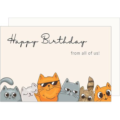 Carte d'anniversaire de qualité supérieure avec enveloppe. Carte de Billet Happy Birthday humour drôle cool homme femme garçon fille adolescent enfant chat cool (G3467 SW023)
