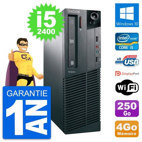 PC Lenovo ThinkCentre M81 SFF Intel i5-2400 RAM 4Go Disque 250Go Windows 10 Wifi