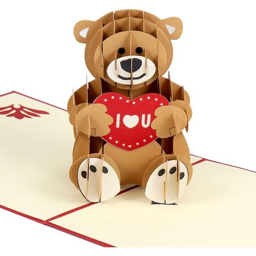 f Carte pop-up Teddy avec I Love You - Carte d'anniversaire 3D pour enfants, femme ou petite amie - Carte d'amour avec ours en peluche pour anniversaire