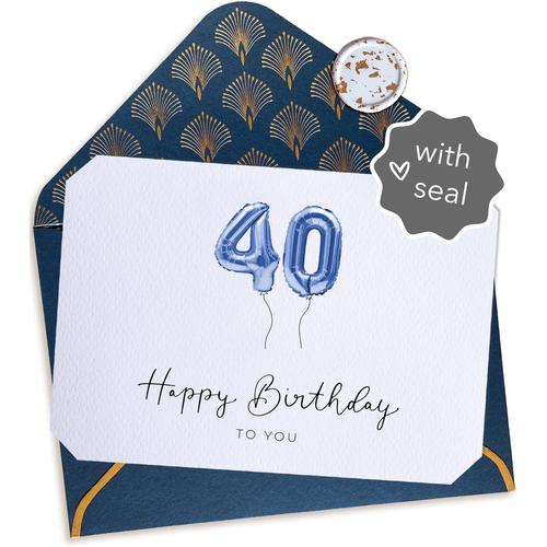 40 Happy Birthday 40 Happy Birthday to you - Carte anniversaire 40 ans avec enveloppe bleue