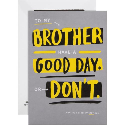 jaune Carte d'anniversaire pour frère ¿ Design humoristique contemporain