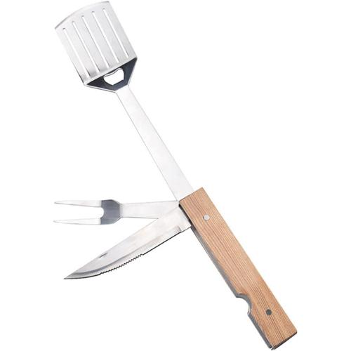 Outils de Barbecue ustensile de Barbecue Pique-Nique Couverts de Barbecue pliants Stainless Steel inoxlm Outil de Barbecue Coupe-Barbecue Lourd Vaisselle Provisions spatule Bois