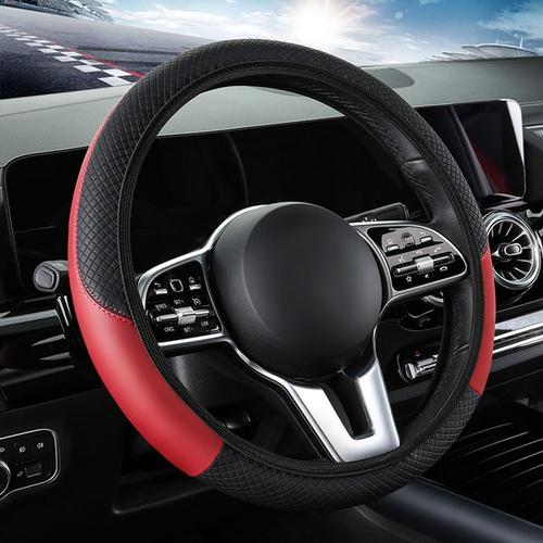 Black Red Style Black Red Style Voiture Cuir Caches De Volant Pour Mini Cooper One S R50 R53 R56 R60 F55 F56 R58 R59 Antidérapant Couvre Volant En Cuir Respirant Decoration Interieur Accessoires,