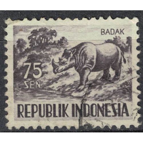 Indonésie 1956 Oblitéré Used Animal Dicerorhinus Sumatrensis Rhinocéros De Sumatra Su