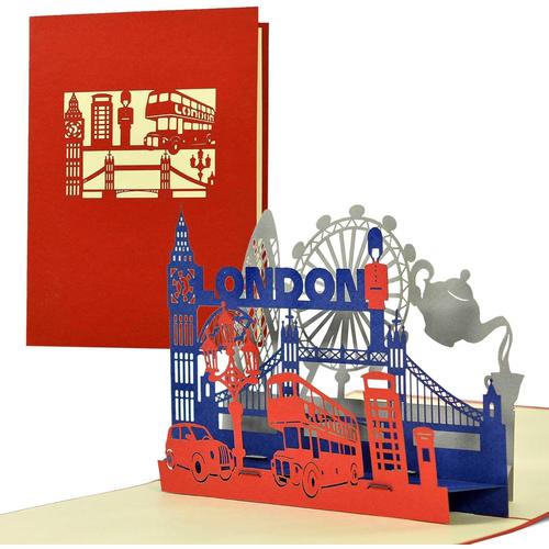 Londres Bon de voyage par exemple pour le week-end à Londres - Carte d'anniversaire originale - Pour elle ou lui - Carte pop-up 3D - Cadeau original ou bon d'achat, A125AMZ