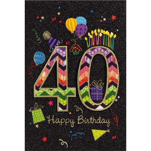 Blanc. Carte d'anniversaire 40 ans avec inscription Happy Birthday Enveloppe vert clair