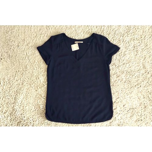 Blouse Bleu Marine Manches Courtes Camaïeu Taille 34