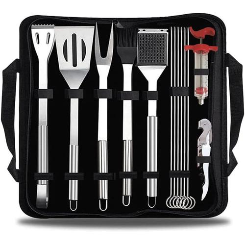 Accessoires de Gril, Ensemble de 13 pièces de Barbecue, Accessoires de grillades, Ensemble d'ustensiles de Gril pour Hommes et Femmes, injecteur de Viande, Accessoires de Barbecue