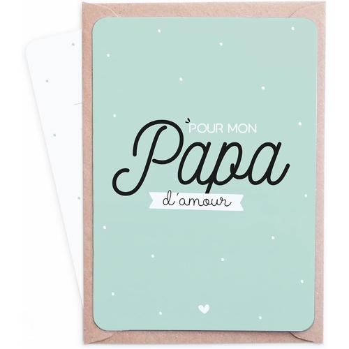 Papa Carte Papa - Pour mon Papa d'Amour | Livrée avec Enveloppe Kraft | Carte à Message | Carte de Voeux | Bonne Fête Papy | Carte Noël Papa | Carte Anniversaire Papa | Fête des Pères