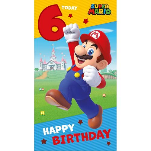 multicolore Carte de 6e anniversaire, carte d'anniversaire pour 6e anniversaire, carte Super Mario pour 6e anniversaire, carte d'anniversaire pour 6e anniversaire Super Mario