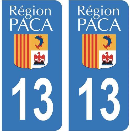 Bleu Bleu Autocollant Stickers Plaque Immatriculation Voiture Auto Département 13 Bouches-Du-Rhône Ancien Logo Région Paca
