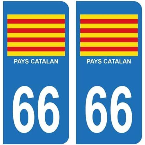 Bleu Bleu Autocollant Stickers Plaque D'immatriculation Auto Voiture 66 Drapeau Catalan