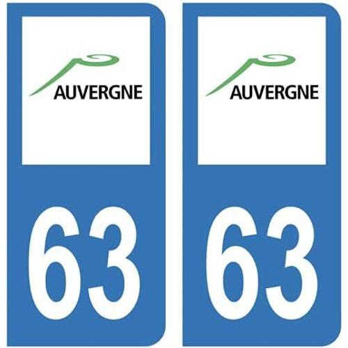 Autocollant Stickers Plaque D'immatriculation Voiture Auto Département 63 Puy-De-Dôme Ancienne Région Auvergne