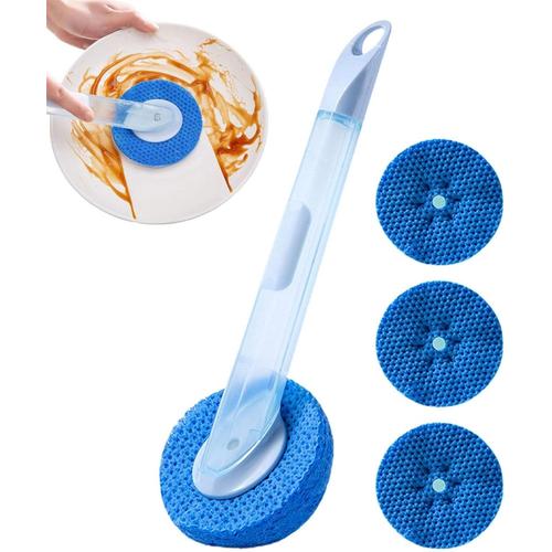 Bleu Clair Brosse à Vaisselle distributrice de Savon - Brosse à Vaisselle - Suspension et Nettoyage d'évier de Cuisine de Conception détachable pour Casserole