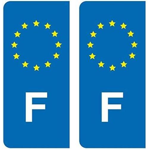 Bleu Bleu Autocollant Stickers Plaque Immatriculation Voiture Auto F France Union Européenne Europe Eu Bleu Étoiles Jaunes