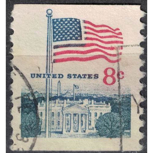 Etats Unis 1971 Oblitéré Used Flag And White House Drapeau Et Maison Blanche Su