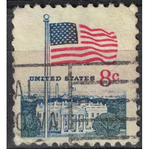 Etats Unis 1971 Oblitéré Used Flag And White House Drapeau Et Maison Blanche Su