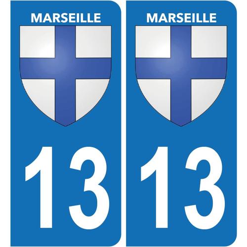 Autocollant Plaque D'immatriculation Voiture 13 Blason Marseille Bis