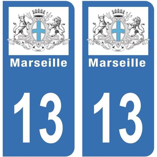 Bleu Bleu Autocollant Stickers Plaque D'immatriculation Voiture Auto 13 Blason Marseille