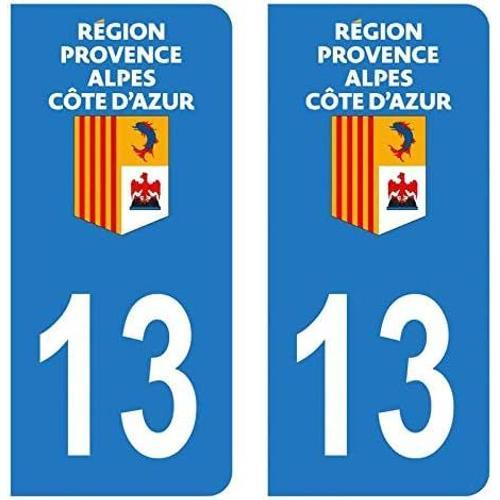 Autocollant Stickers Plaque Immatriculation Voiture Auto Département 13 Bouches-Du-Rhône Logo Région Paca