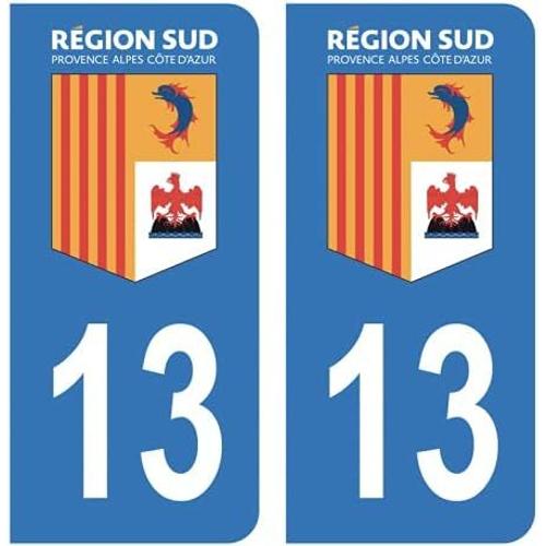 Autocollant Stickers Plaque Immatriculation Voiture Auto Département 13 Bouches-Du-Rhône Logo Région Sud