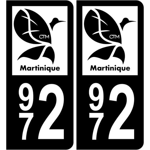 Autocollant Plaque D'immatriculation 972 Martinique Bis Noir