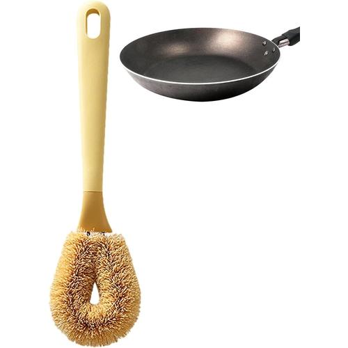 Jaune Vif Cuisine pour La Vaisselle - épurateur Cuisine en Fibre Coco,Brosse à Vaisselle Portable avec Poils rigides, Brosse à récurer pour évier, casseroles et poêles, Cuisine