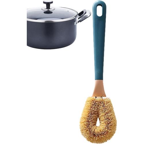 Poudre Bleue Cuisine pour La Vaisselle, Brosse à récurer en Fibre Coco Naturelle, Brosse à récurer à Poils raides, Lave-Vaisselle Portable pour évier, casseroles et poêles, Outils Nettoyage