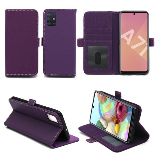 Samsung Galaxy A71 Etui Protection Portefeuille Violet À Rabat Avec Porte Cartes - Housse Galaxy A71 Folio Violette Coque Silicone Antichoc Smartphone 2019 / 2020 - Accessoires Pochette Case