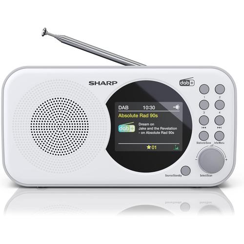 weiß weiß DRP320 Radio numérique Portable (Dab/Dab+/FM avec RDS, USB, microUSB, Bluetooth 5.0, Prise Jack 3,5 mm, Fonction réveil,