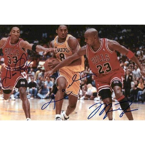 Kobe Bryant Michael Jordan Scottie Pippen - Photo Dedicacee Basketball Nba