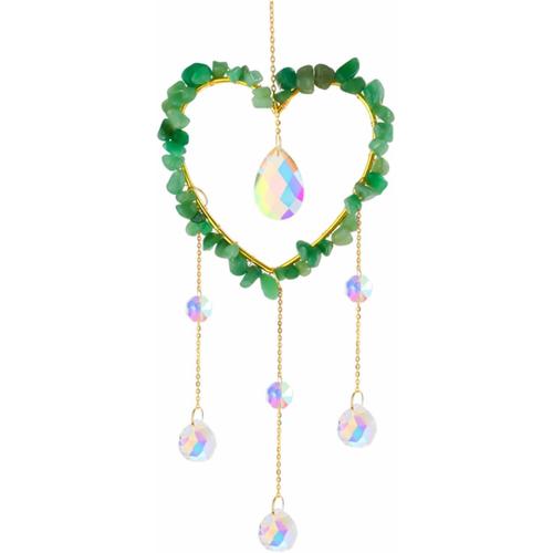 03-vert 03-vert Attrape Soleil Cristal, Kit Attrape-Soleil, Capteur Suspendu en Forme De Coeur d'amour, Crystal Sun Catcher, Pendentif