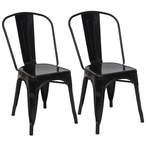 2x Chaise De Bistro Hwc-A73, Chaise Empilable, Métal, Design Industriel   Noir