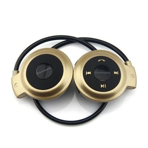 Casque Bluetooth Écouteurs Sans Fil Fm Autonomie 10 Heures Batterie Lithium Or + SD 4Go YONIS