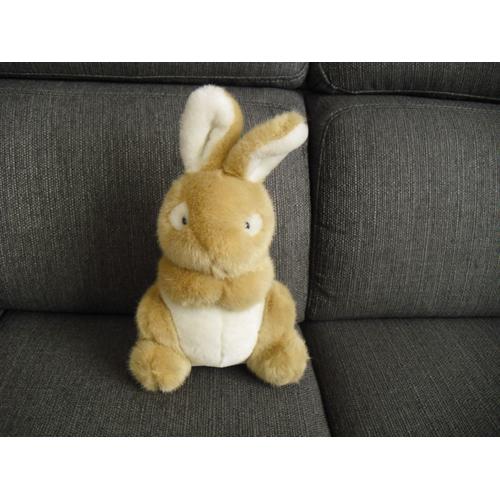 Peluche Lapin Assis Marron Et Blanc