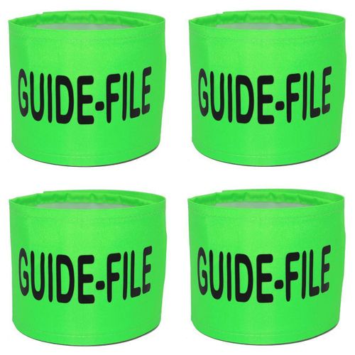 Lot 4 Brassards De Sécurité Haute Visiblité - Guide-File - Vert Fluo