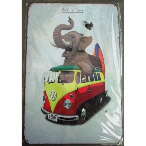 Plaque Vw Combi Et Elephant Vw Bus Split Bully Tole Deco T2 Busgarage