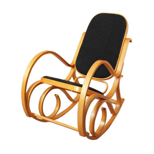 Rocking-Chair, Fauteuil À Bascule M41   Imitation Bois De Chêne, Assise En Similicuir Noir