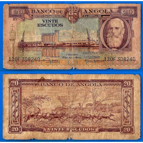 Angola 20 Escudos 1959 Rare Port Animal Afrique Billet Colonie Portugal