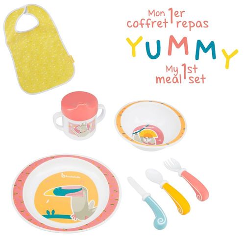 Coffret Repas Yummy 7 Accessoires - Corail