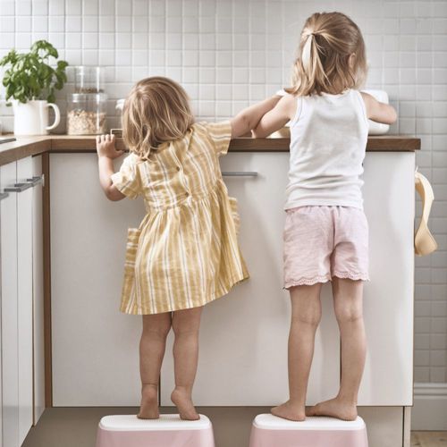 Marche-Pied - Rose Pastel/Blanc