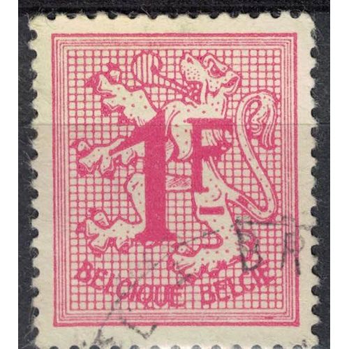 Belgique 1951 Oblitéré Used Lion Héraldique 1 Franc Belge Lilas Rose Carmin Su