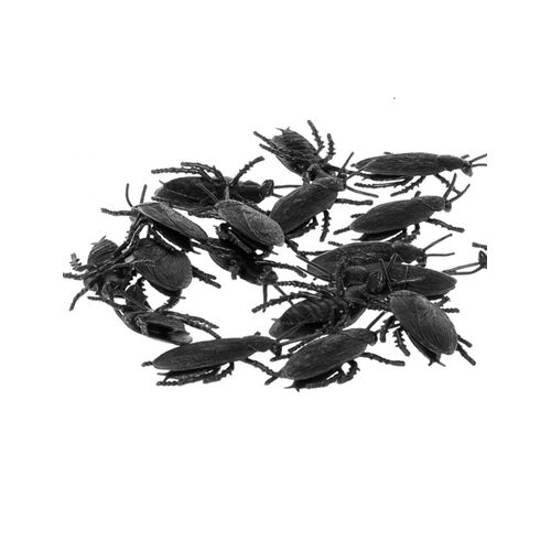 12 Cafards Noirs 6 Cm Halloween